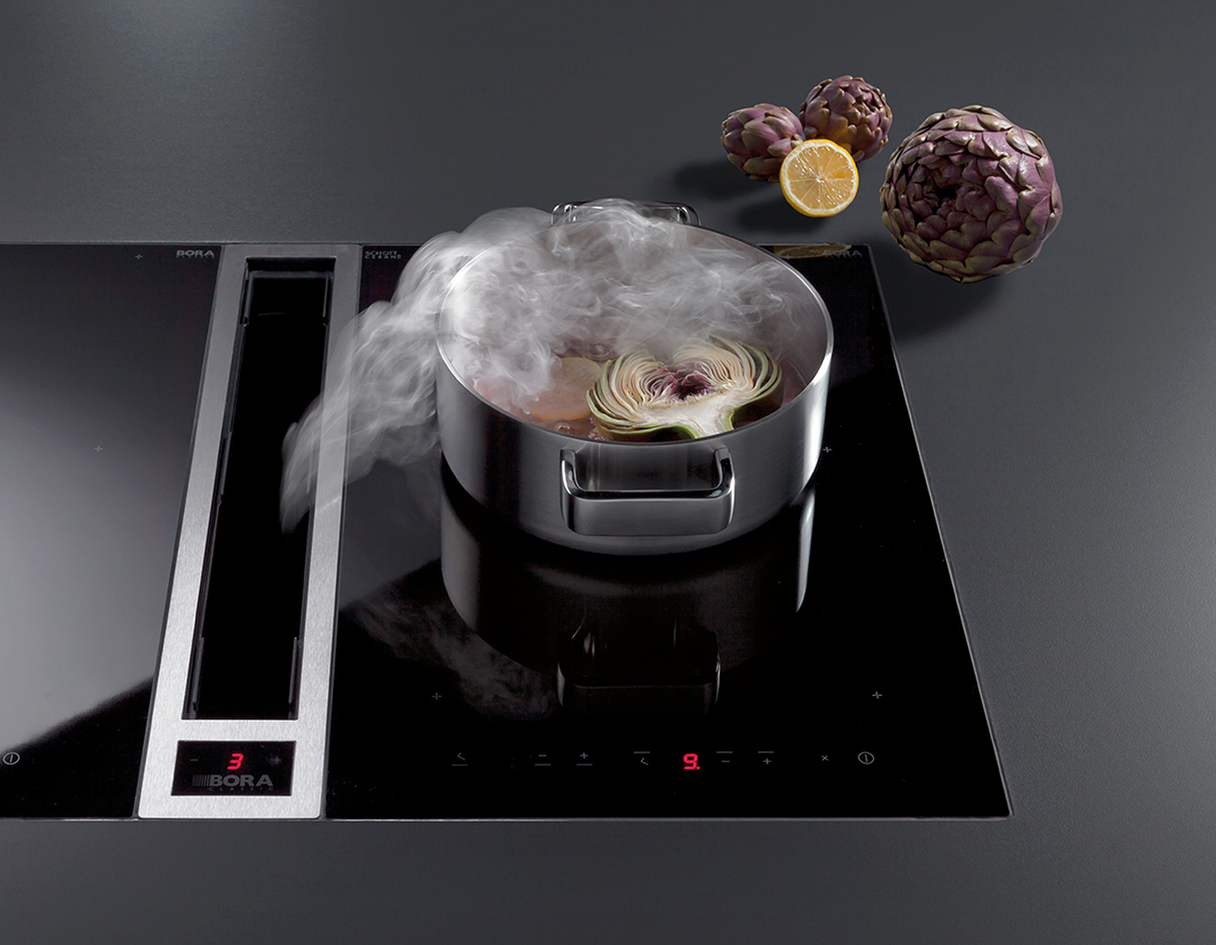 application du système moderne ultra performant haut de gamme pour tables de cuisson bora